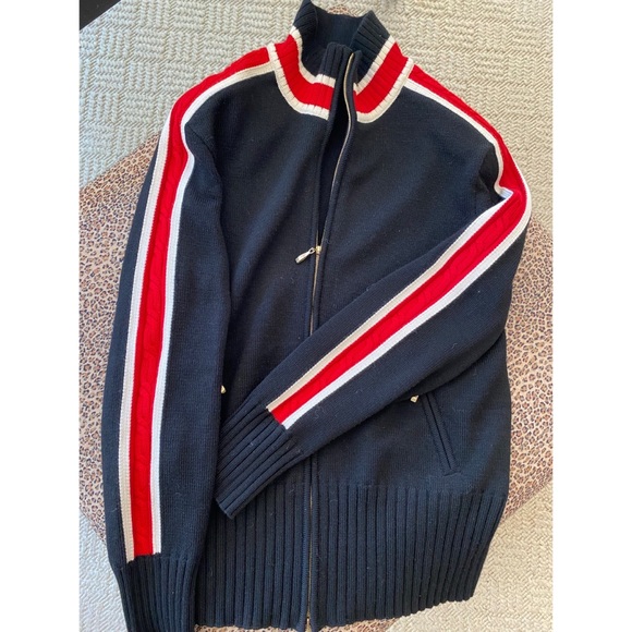 Escada Sweaters - ESCADA Wool Zip Up Cardigan with Braided Cable M